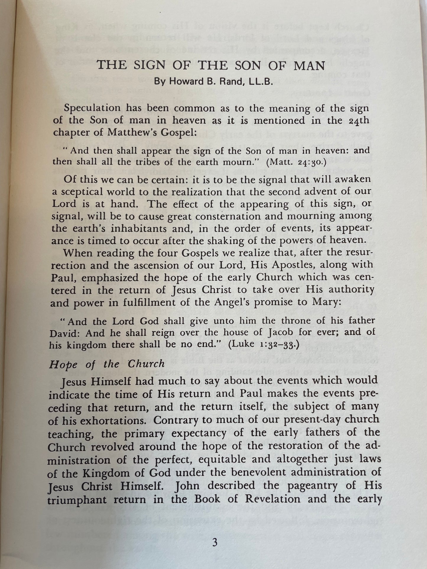 Sign of the Son of Man