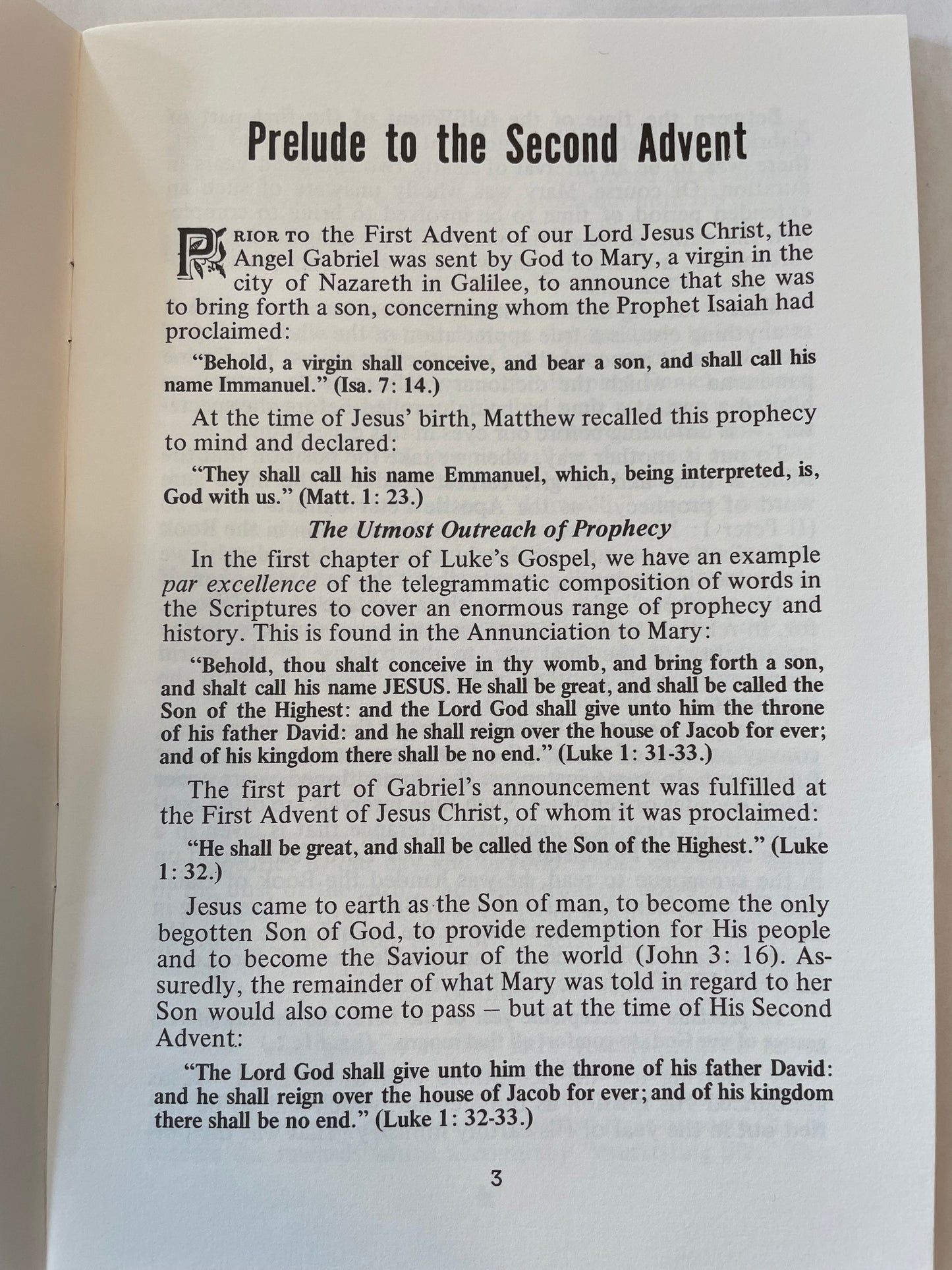 Prelude to the Second Advent