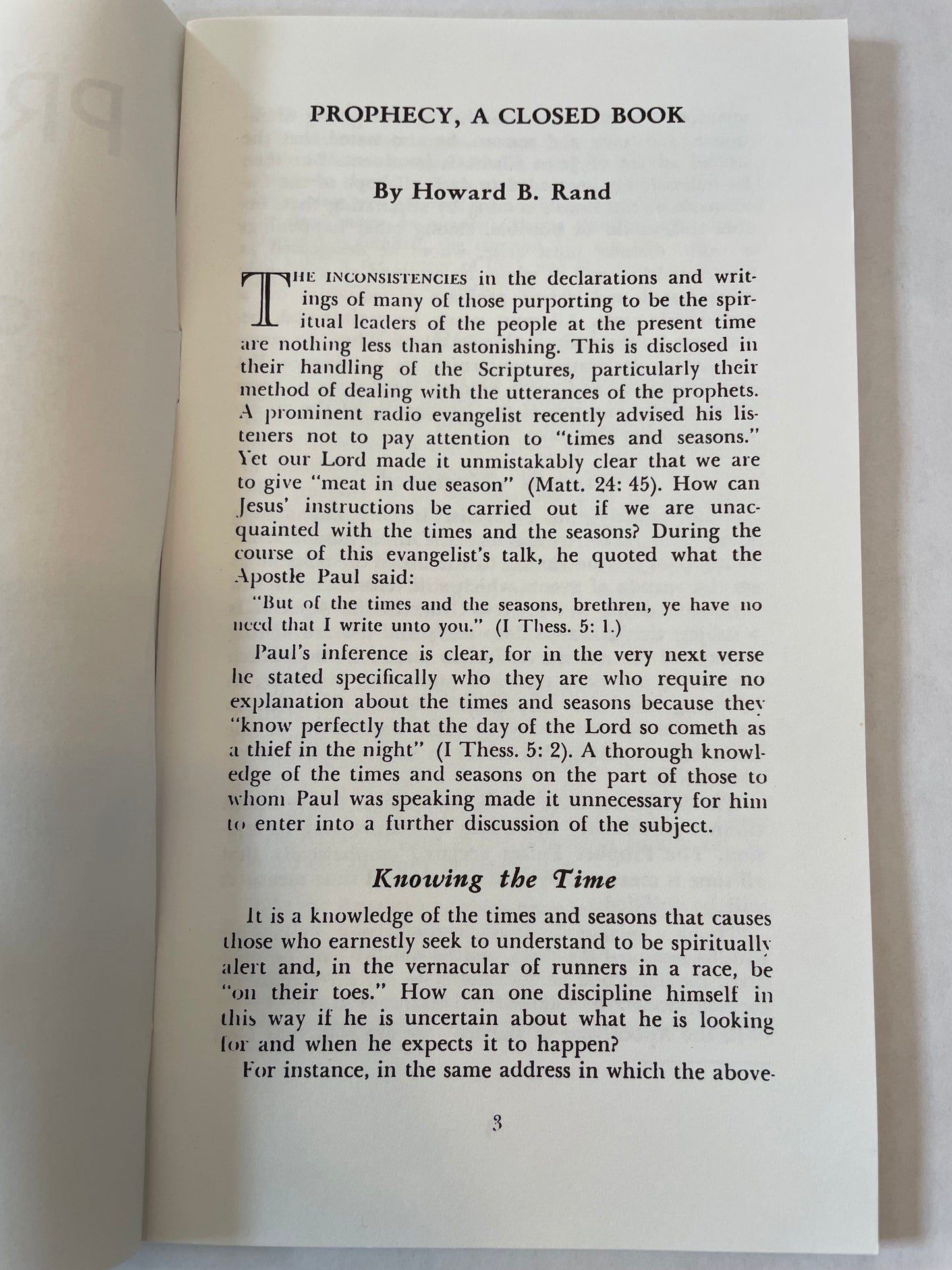 Prophecy: A Closed Book
