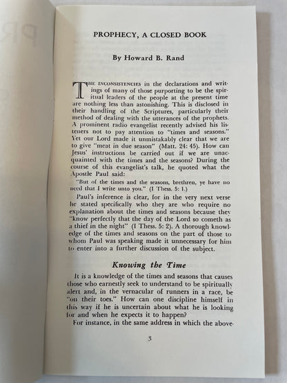 Prophecy: A Closed Book
