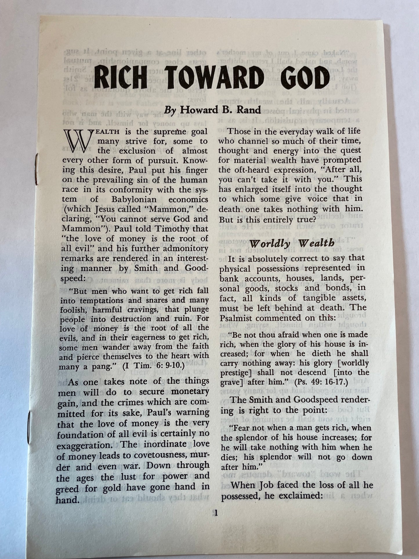 Rich Toward God