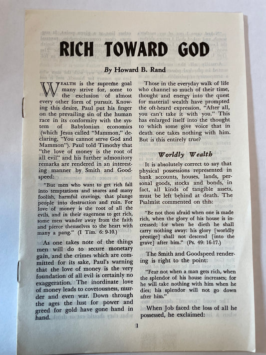Rich Toward God