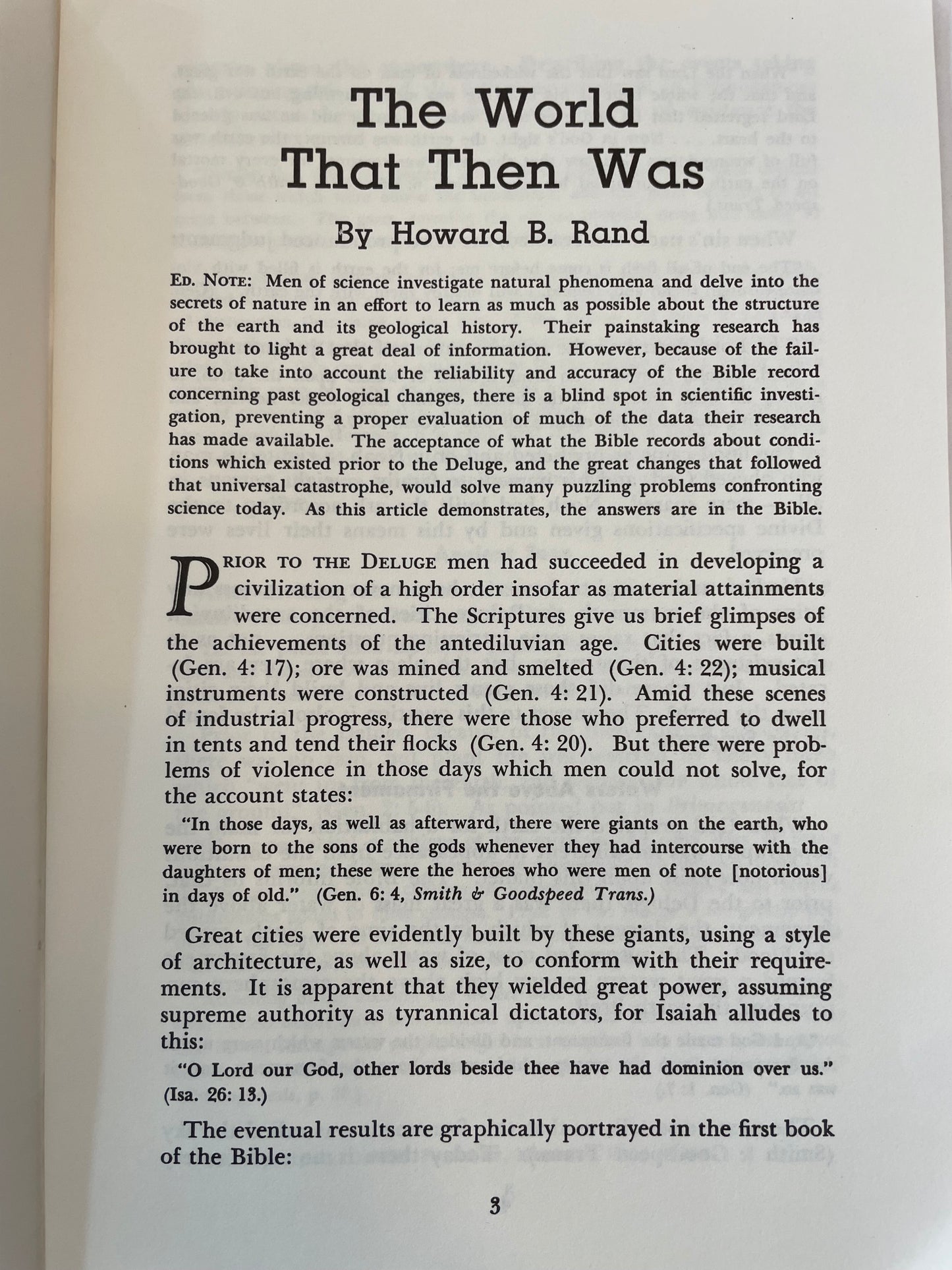 The World That Then Was