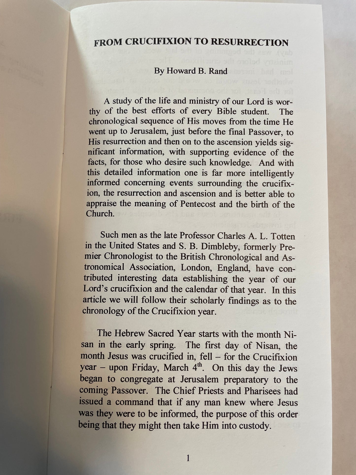 From Crucifixion to Resurrection