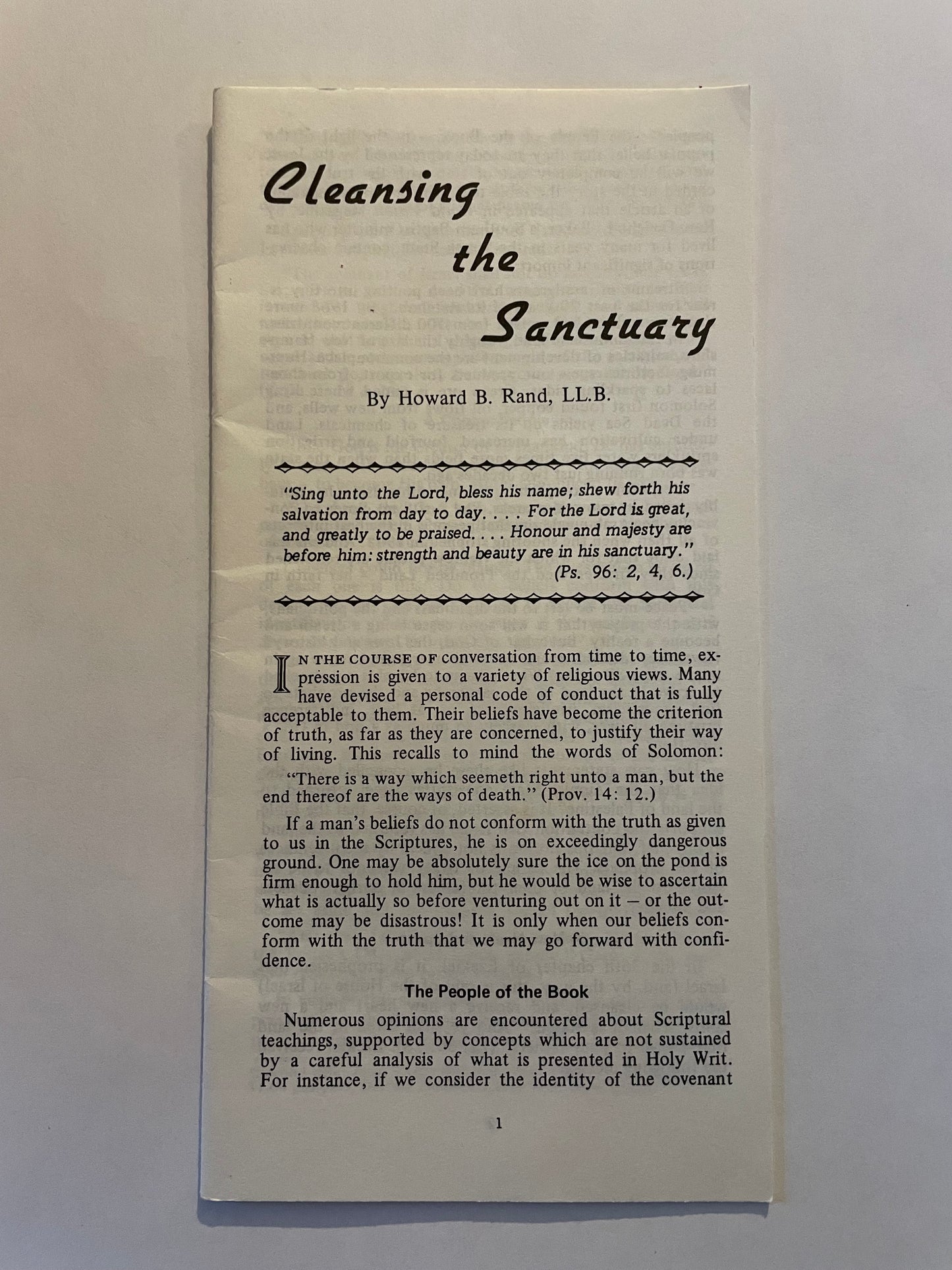 Cleansing the Sanctuary