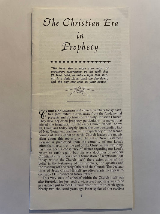 The Christian Era In Prophecy